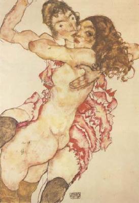 Egon Schiele Two Girls Embracing (Two Friends) (mk12) oil painting image